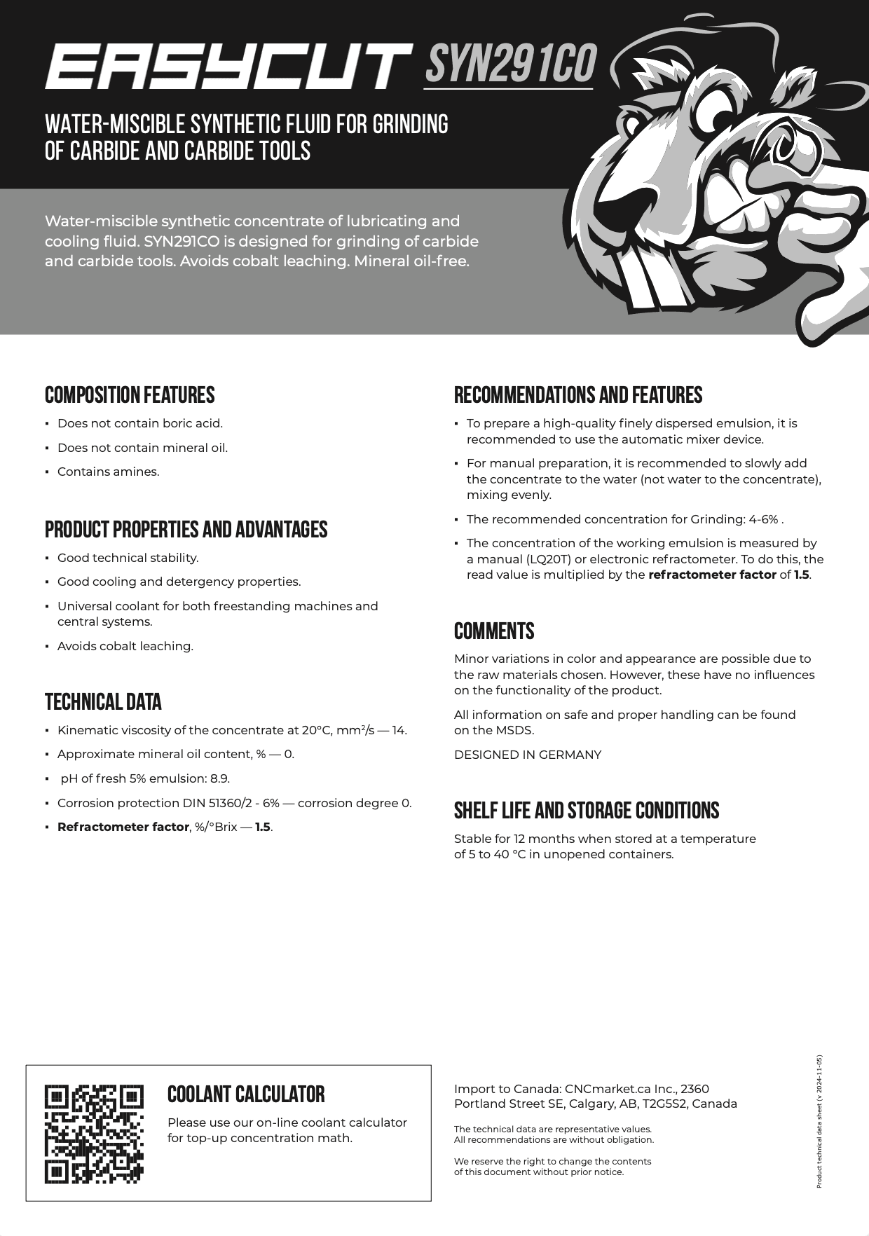 SYN291CO Product Information Data Sheet