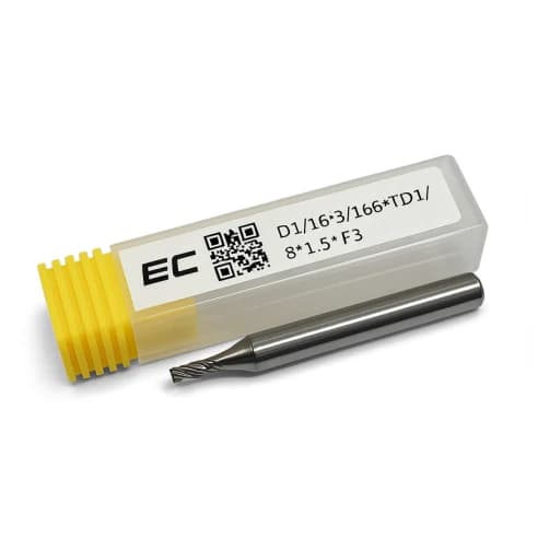 1/16 carbide end mill, 3 flute, uncoated, 0.125 shank x 0.1875 LOC, Helix angle 38
