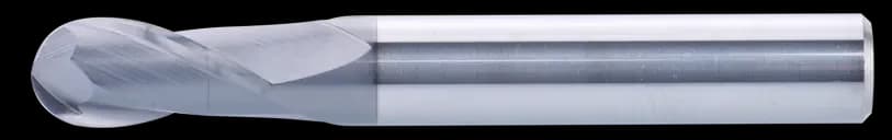 1 mm Carbide End Mill, 2 Flutes, Special Shank, Ball Nose, Long, For P, M, K materials, AlCrN coated, LOC 2 mm