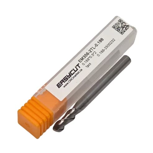 3/16 Carbide End Mill, 2 Flutes, Flat, Standard length, For N materials, Uncoated, LOC 0.500