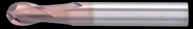 2 mm Carbide End Mill, 2 Flutes, Ball Nose, Standard length, For P, H materials, TiSiAlCrN coated, LOC 4 mm